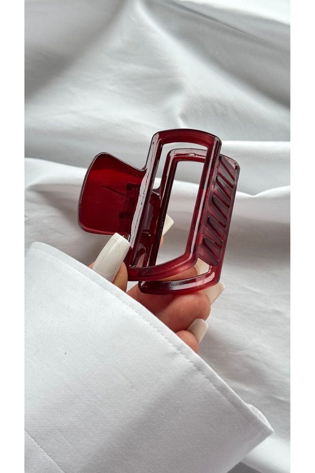 Women Transparent Geometric Latch Buckle Modern Rectangular Hair Accessory