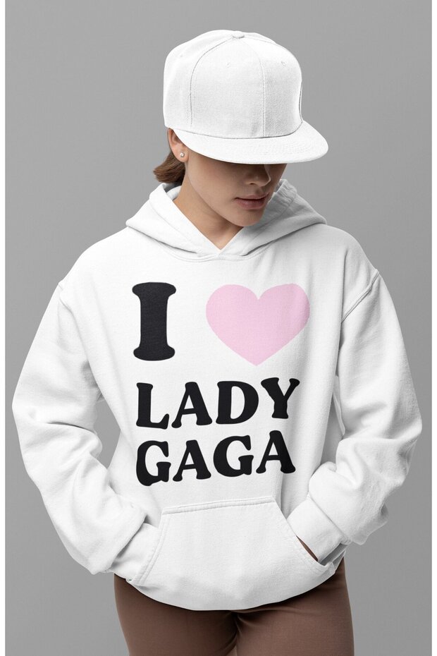 I Love Lady Gaga Written Unisex Oversized Singer Hoodie