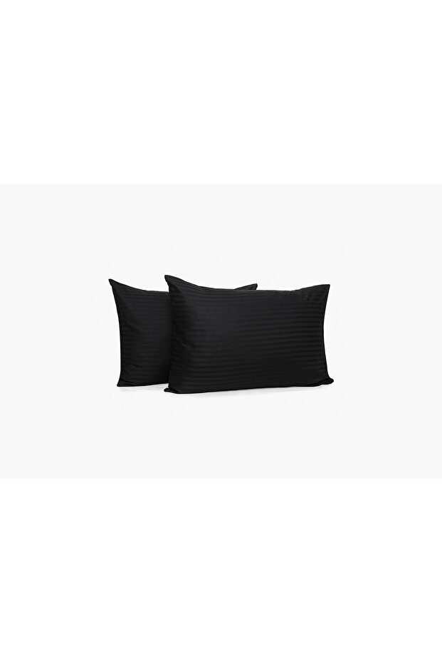 Black Jacquard Satin Large Size 55X75 cm Pillowcase Set of 2 100% Cotton Satin