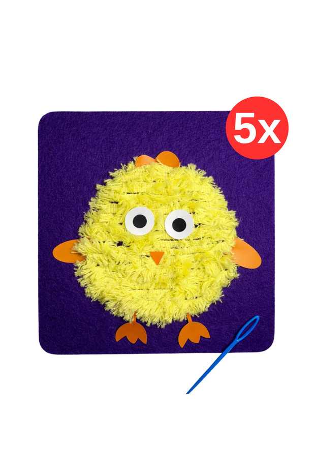 Chick Patterned Punch Embroidery Set | Craft Kit for Preschool Bulk Activity