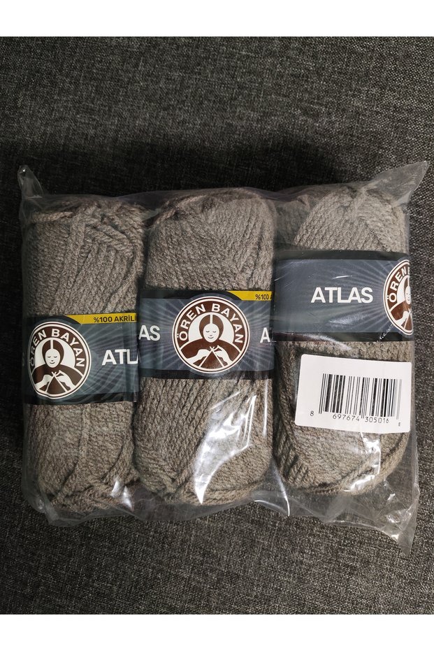 Atlas Gray Hand Knitting Yarn (3 Pieces) - Color: 014