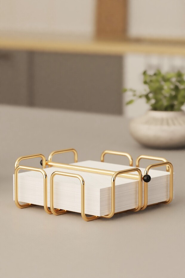 Gold Plated Metal Desktop Napkin Holder Modern Decorative Napkin Organizer