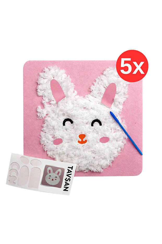 Rabbit Patterned Punch Embroidery Set | Preschool Bulk Activity Craft Kit