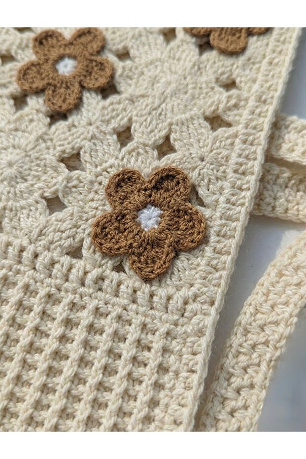 Çiçekli Örme Süveter Yan Bağcıklı - 5