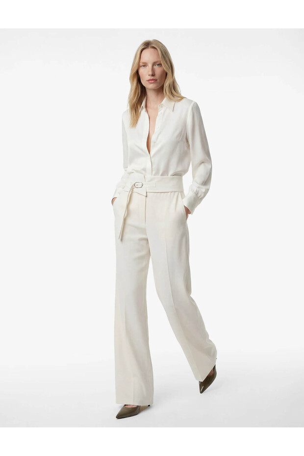Regular Fit Classic Collar Buttoned Ecru Women's Shirt 6Sak60235Uw