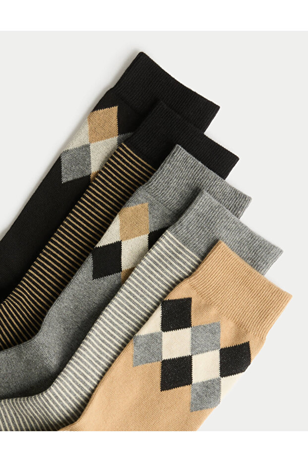 5'li Desenli Çorap - 2
