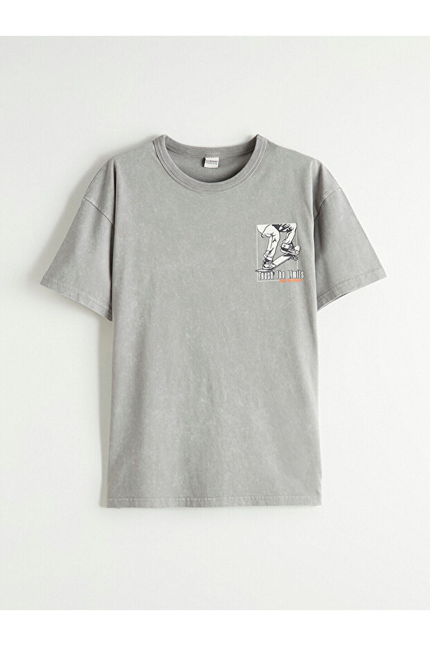 Grey boy's bass Printed t-shirt from gülüs gi̇yi̇m