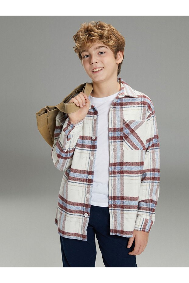 Lcw Kids Blue Long Sleeve Plaid Boys Lumberjack Shirt