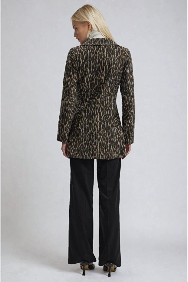 سترة بليزر من القماش المزخرف بنمط النمر 6181 - 7