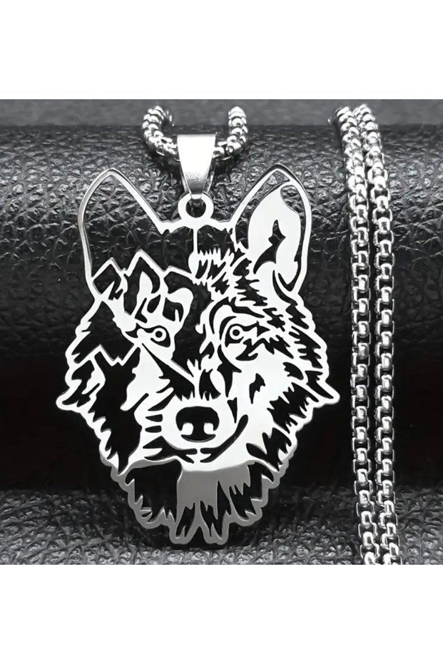 Silver Color Necklace with Wolf Figure Head – Men'S/Women's Chain Jewelry