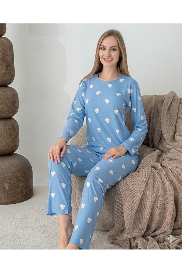 0440 Women's Suede Long Sleeve Pajama Set