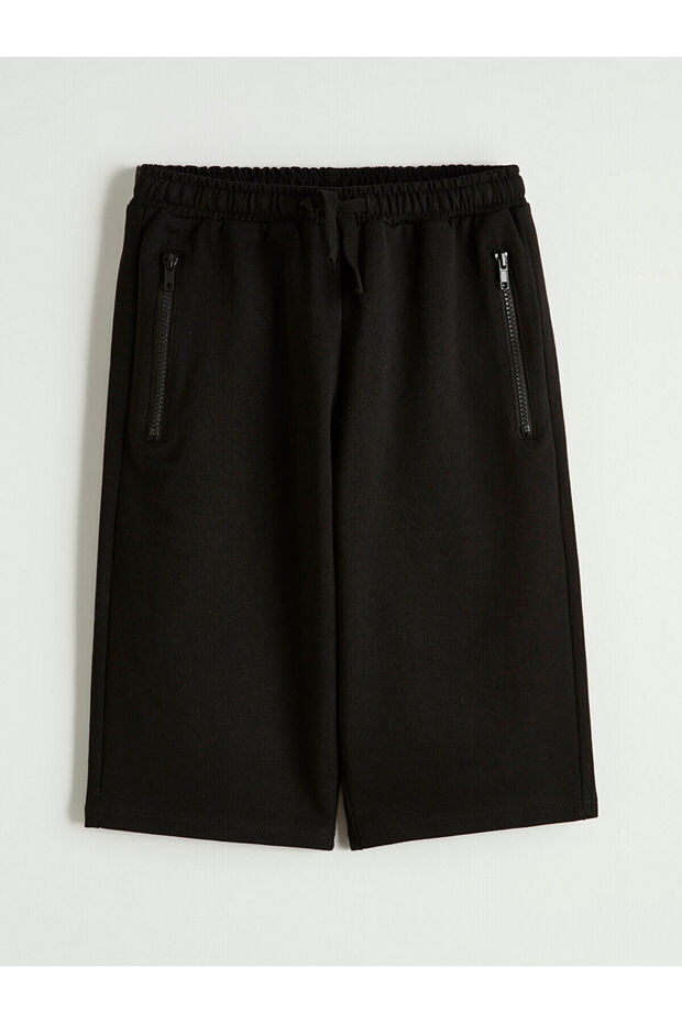 Black Elastic Waist Boy's Shorts