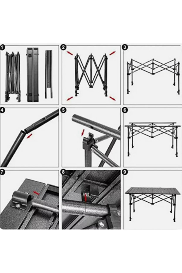 طاولة تخييم قابلة للطي محمولة، سوداء - 2