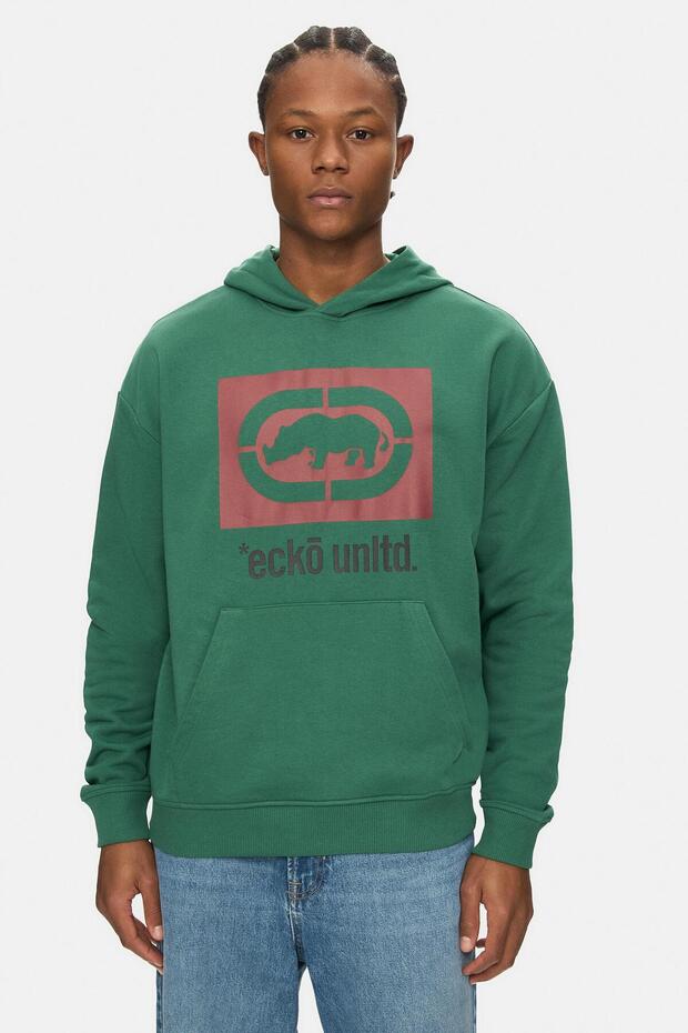 Rico Green Hooded Printed Oversized Men's Sweatshirt