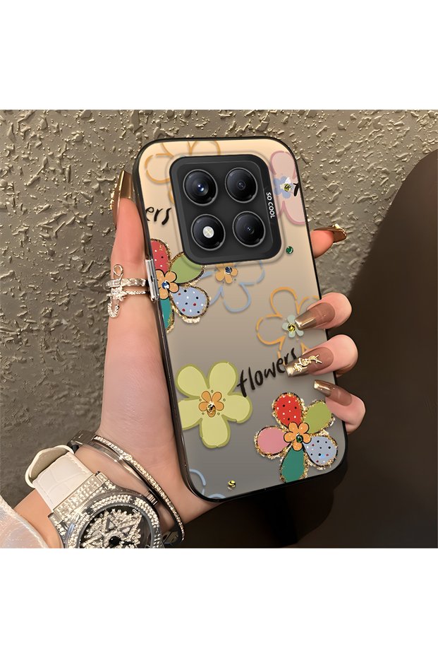Redmi Note 14 Pro 4g Compatible Unbreakable Silicone Beautiful Floral Pattern Printed Cover Shock Absorbing Protection