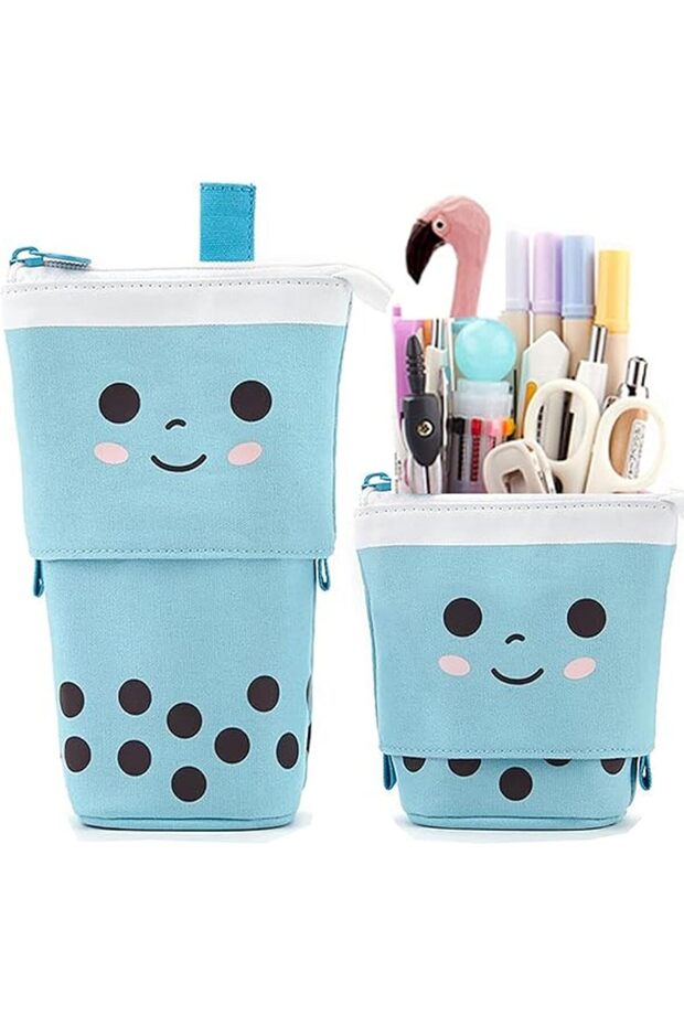 Pop Up Pencil Bag, Stand-Up Retractable Stationery Case Transformer Pen Holder for Adults