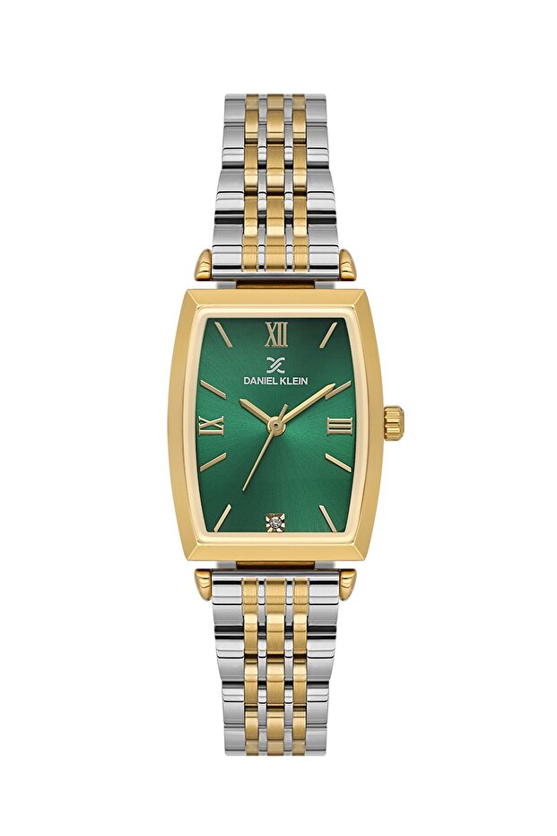 Retro Women's Wristwatch Green Dial Yellow Silver Cord