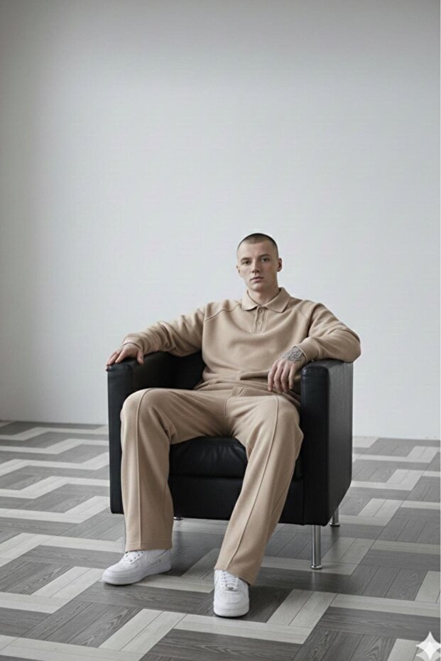Men's Beige Roberto Top and Bottom Set