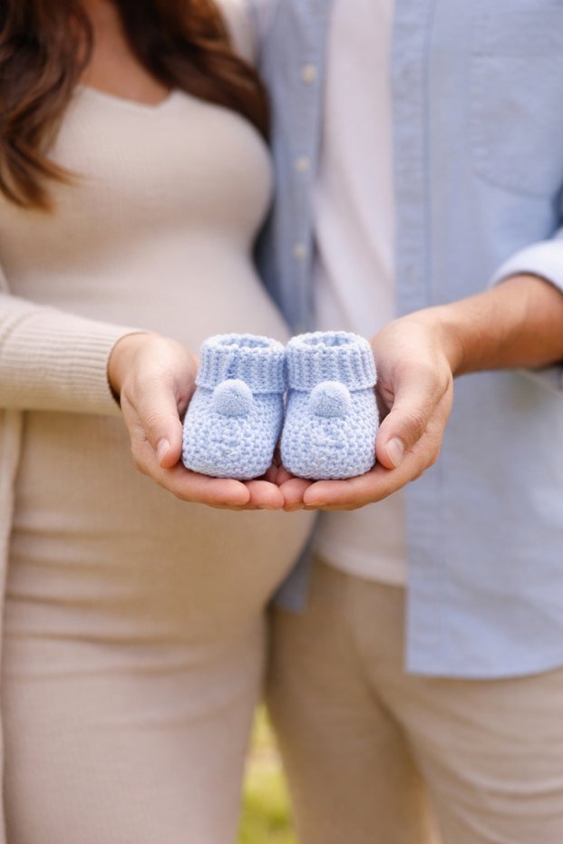 Knitwear Pompom Blue Baby Booties 0-6 Months