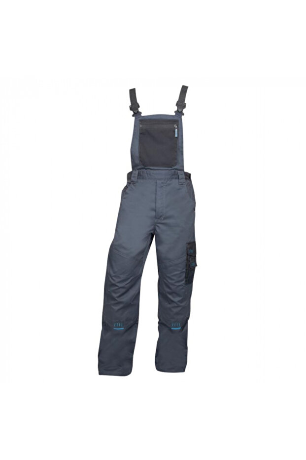 Grey work trousers 65% polyester, with bib, 4TECH