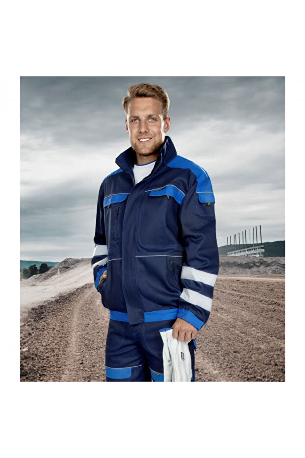 Navy blue reflective work jacket, COOL TREND - 2