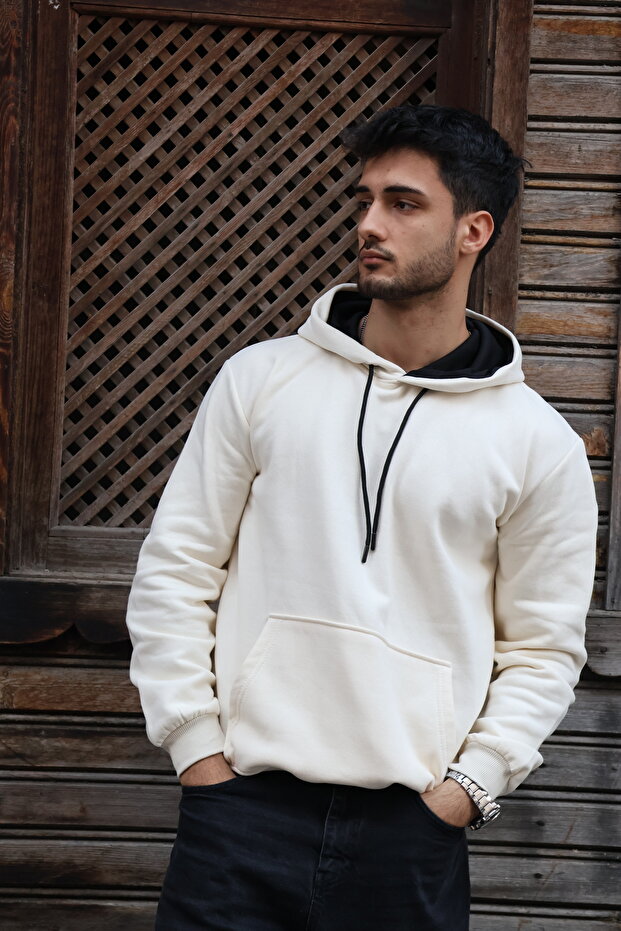 MERİNSMODA Erkek Premium Basic Kapüşonlu Sweatshirt - 1