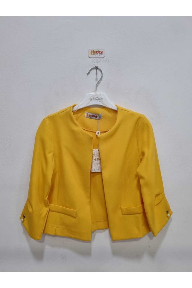 Girl's Stylish Jacket with Pearl Sleeve Detail - New Season
