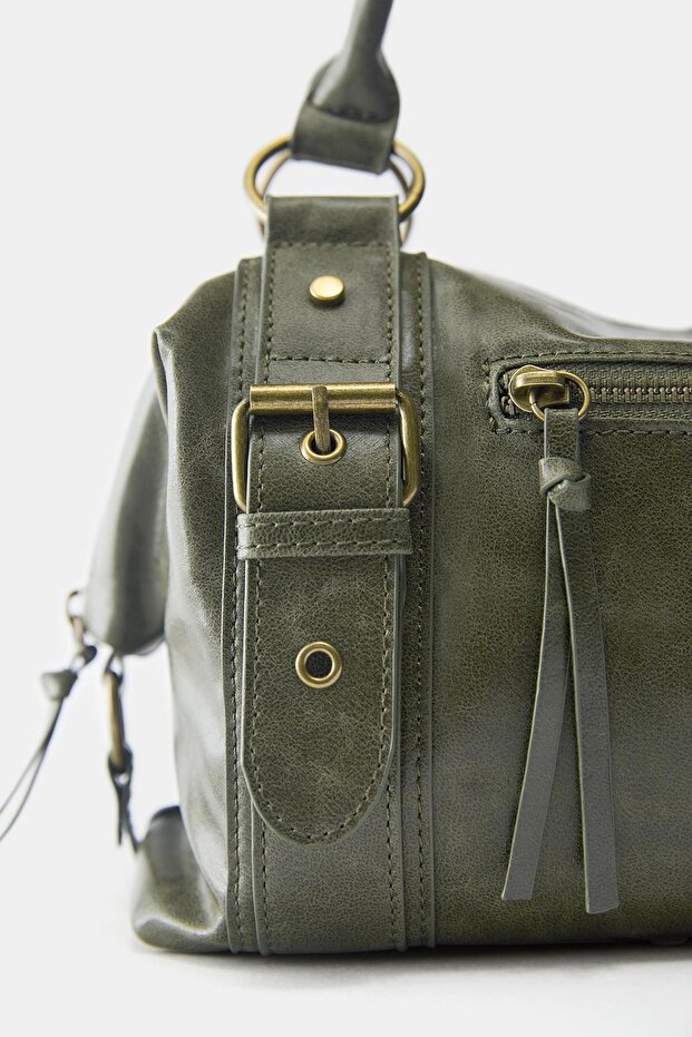 Mini tokalı tote çanta - 5