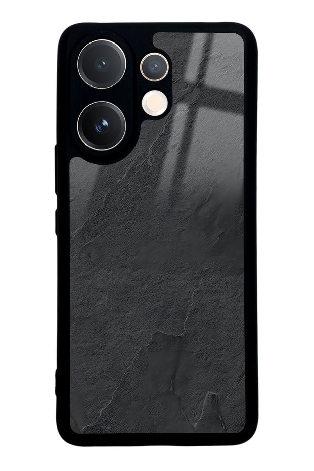 Vivo V60 Glossy Phone Case with Black Marble Design