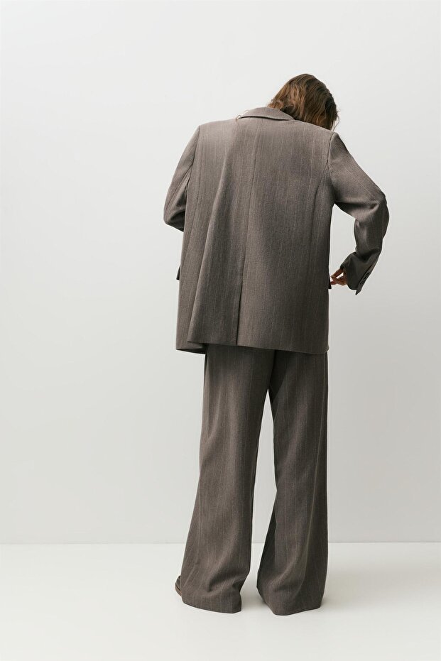 Çizgili kruvaze blazer - 5