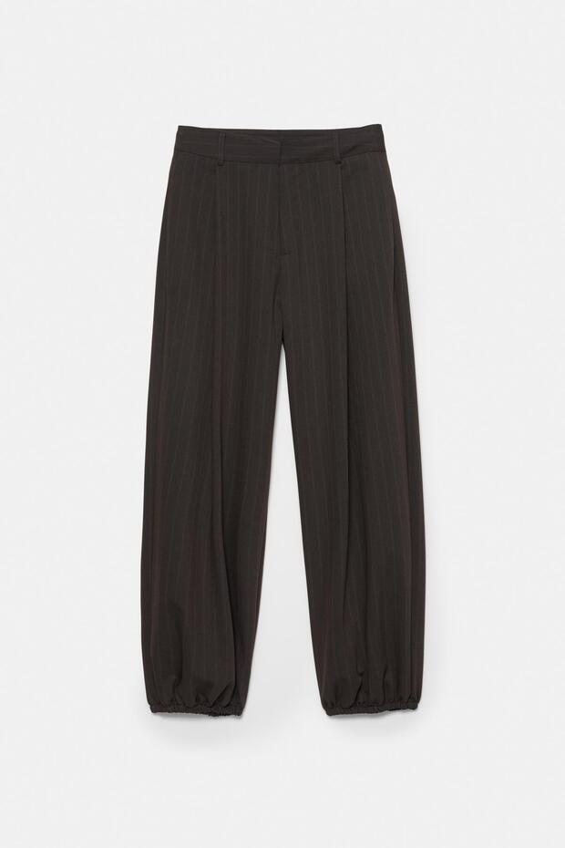 Çizgili pensli barrel pantolon - 8