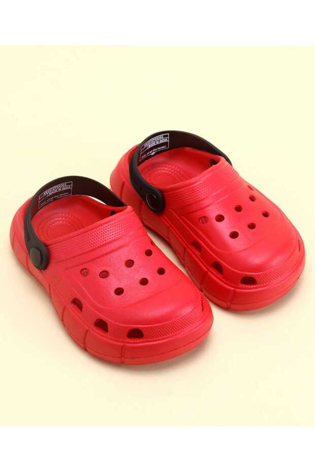 Solid Color Back Strap Closure Clogs - Red - 2
