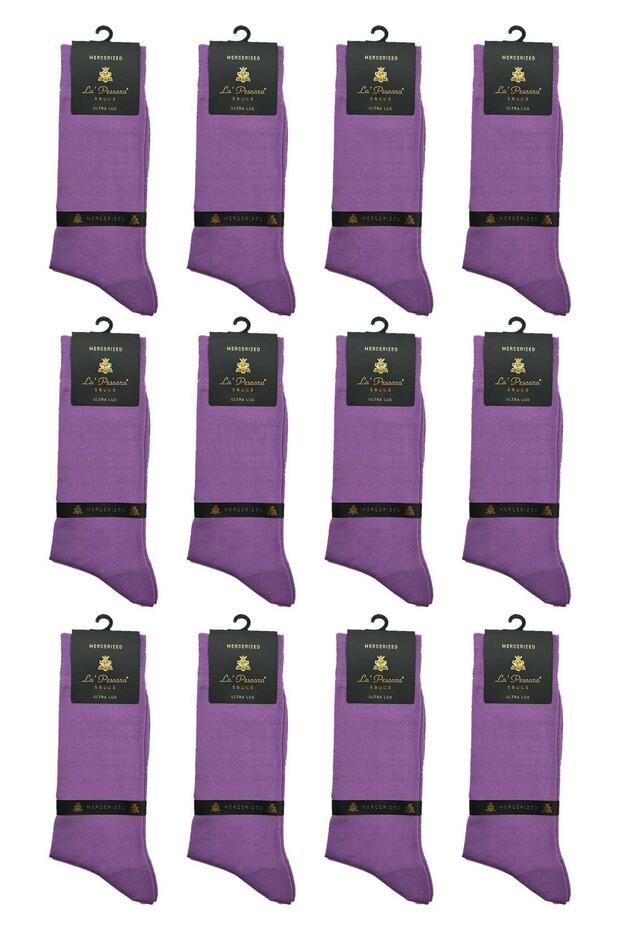 La'Pescara Ultra Luxury 12-Piece Plain Purple Mercerized Men's Socks Crp406