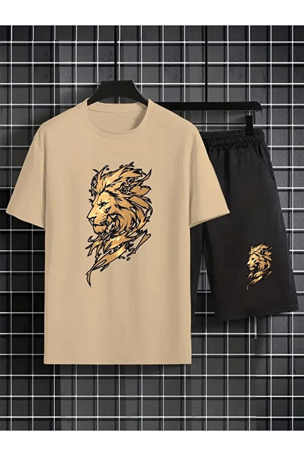 Sort Thsort Unisex Cotton Loose Fit Lion Printed Suit