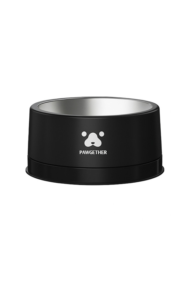 304 Stainless Steel Anti Slip Pet Bowl - 3 Series- 19x19.6x8.8cm-Black [Top:1000ml;Bottom: