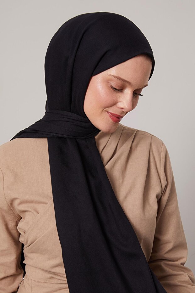 Black Viscose Modal Plain Shawl