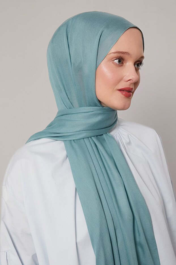 Turquoise Viscose Modal Plain Shawl