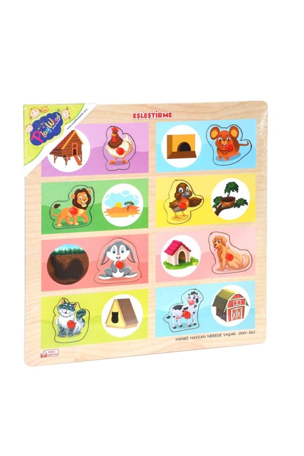 Ony-363-364 Wooden Matching Game Which Animal Lives Where