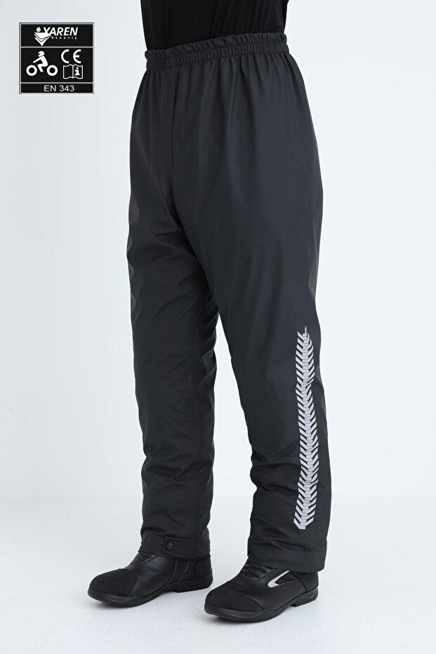Ce Certified Flexible Breathable Stitch-Free Biker Raincoat Bottom Black