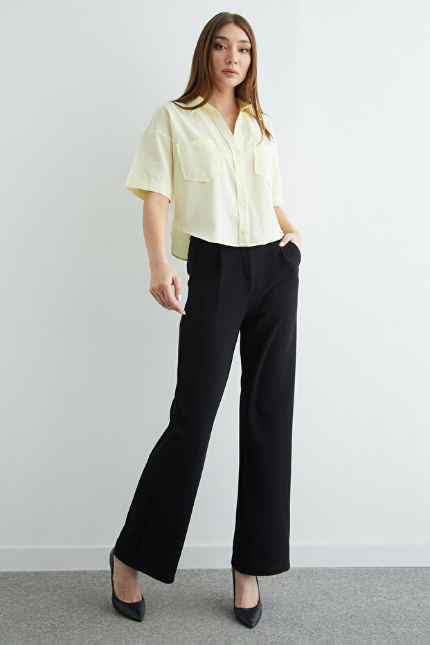 Çift Cepli Oversize Crop Gömlek - 6