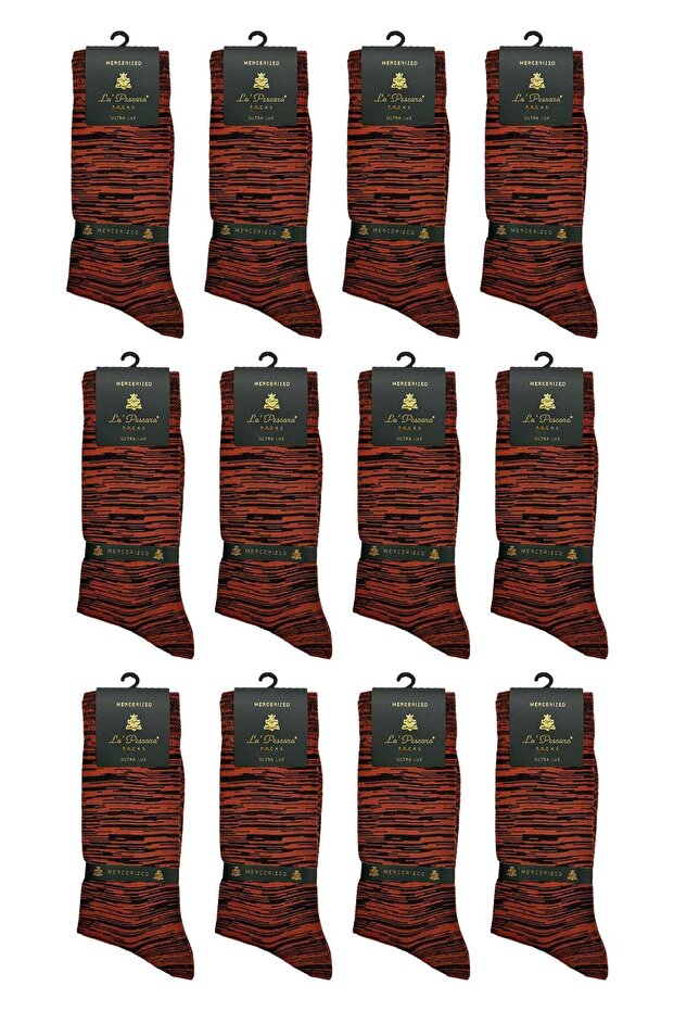 La'Pescara Ultra Luxury 12-Pack Zebra Orange Mercerized Men's Socks Crp417