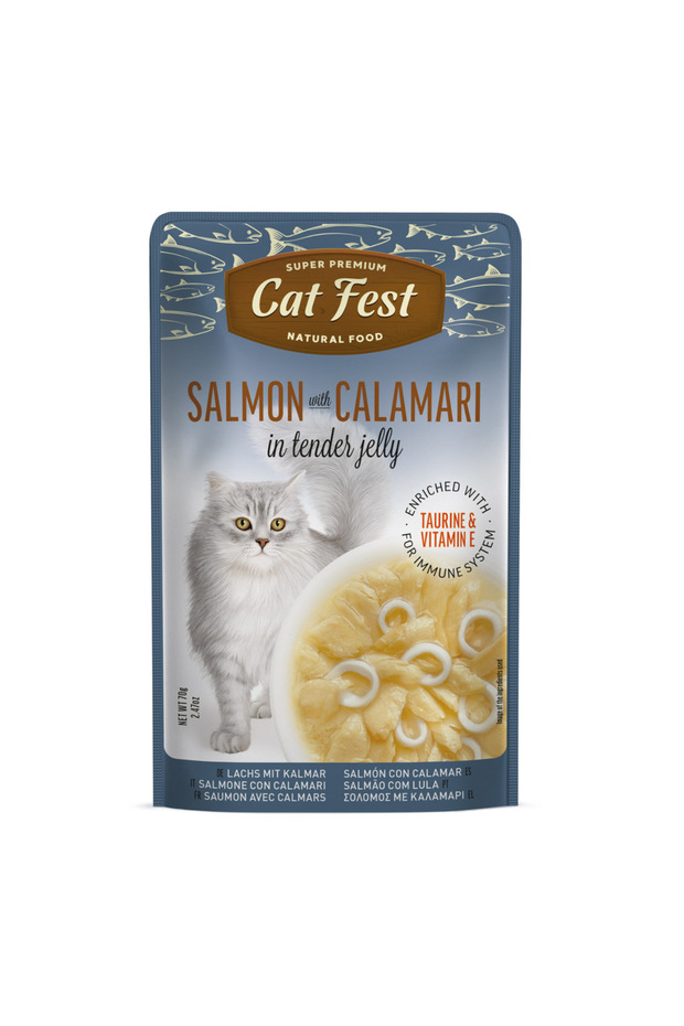 Salmon With Calamari In Tender Jelly For Cats 70g