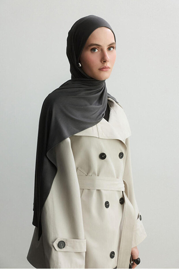 SICAK GRİ BAMBU PENYE ŞAL - 1