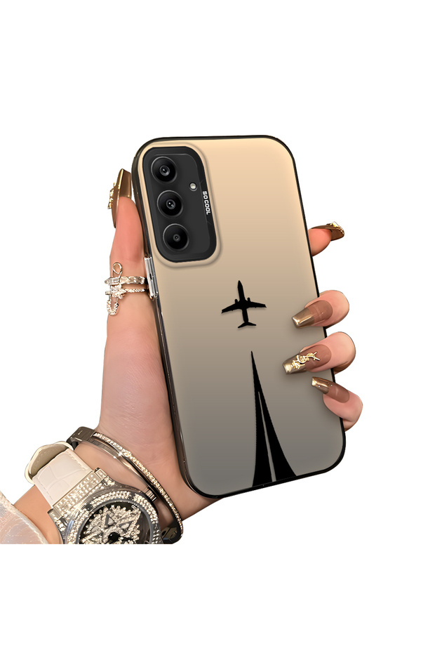 Samsung Galaxy A25 Compatible Hard Acrylic Back Silicone Edge Lens Protection Case Simple Plane Pattern
