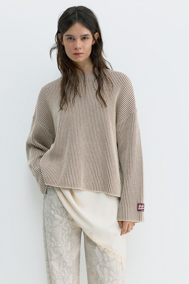 Kontrast iplikli fitilli kazak - 2