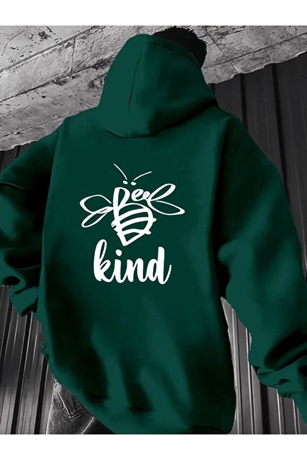 سويت شيرت للجنسين من Bay/ KIND بطباعة خلفية قصة فضفاضة بغطاء رأس
