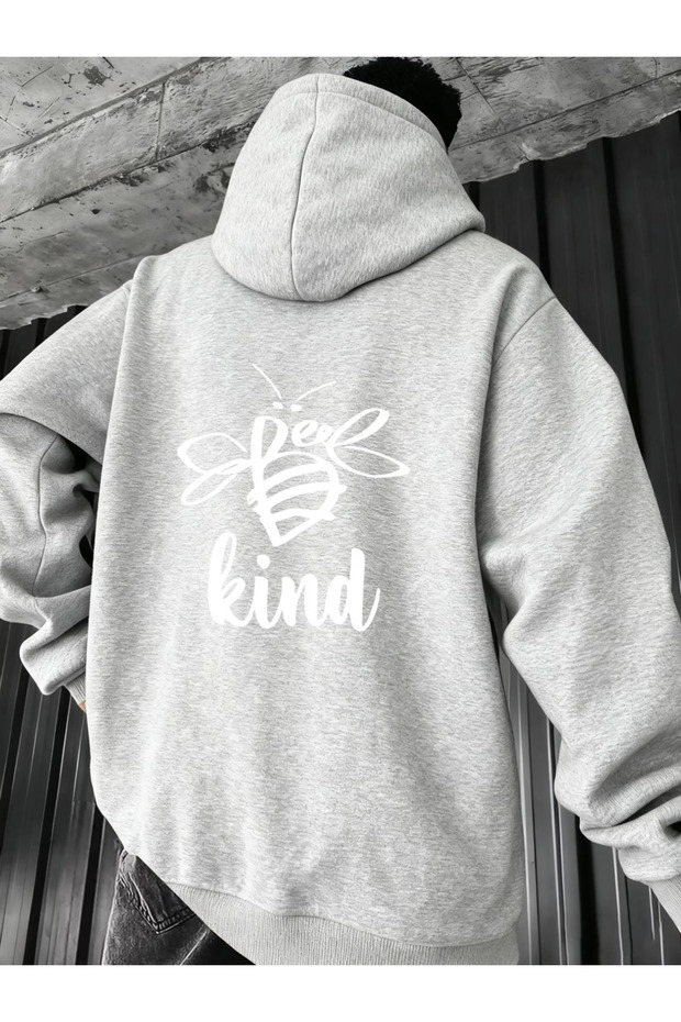 سويت شيرت للجنسين من Bay/ KIND بطباعة خلفية قصة فضفاضة بغطاء رأس