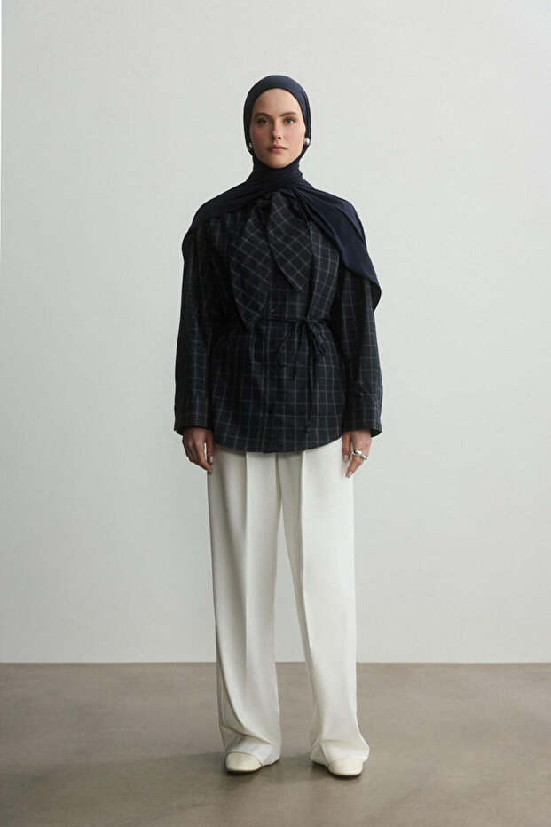 LACİVERT BAMBU PENYE ŞAL - 6