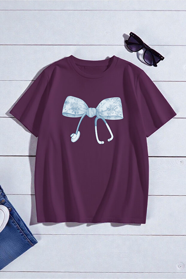 Unisex Fıyonk & Steteskop Printed Design Tshirt
