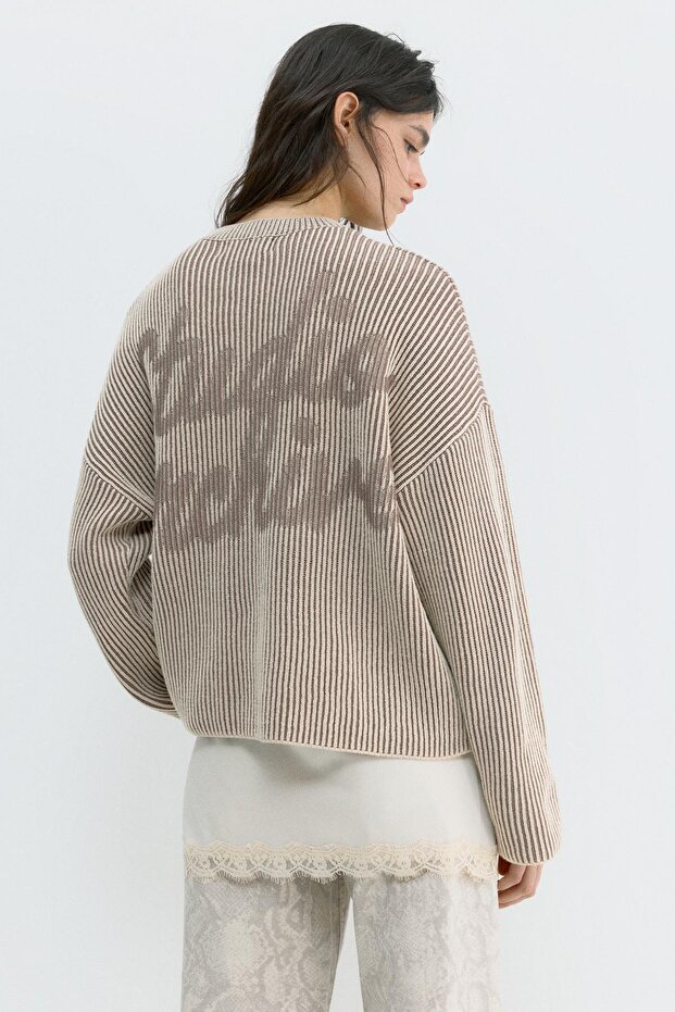 Kontrast iplikli fitilli kazak - 5